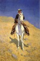 Selbst Porträt auf einem Pferd Frederic Remington Cowboy